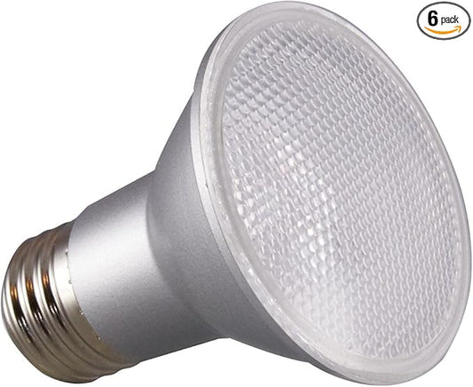 Satco S29402 6.5 Watt 120 Volt PAR20 LED Light Bulb; 3500K Neutral White Light; 25 deg. Beam Angle; E26 Medium Base; Dimmable (6 LED Light Bulbs)