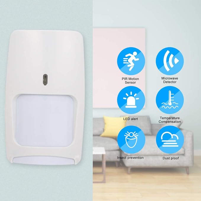 Wired Infrared Motion and Micro Detector Wall Mounted PIR Motion Sensor Pet Immunity for Home Burglar Security Alarm System