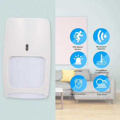 Wired Infrared Motion and Micro Detector Wall Mounted PIR Motion Sensor Pet Immunity for Home Burglar Security Alarm System