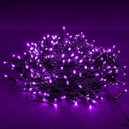 DAZZLE BRIGHT Halloween 300 LED String Lights, 100FT Connectable String Lights with 8 Lighting Modes, Halloween Decorations for Party Carnival Supplies, Indoor Outdoor Yard Garden Decor (Purple)