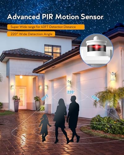 VIANIS White Motion Sensor Exterior Lighting Fixtures Wall Mount, Anti-Rust