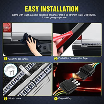 Nilight Truck Tailgate Light Strip 48" Triple Row 360 LED Running Light Bar