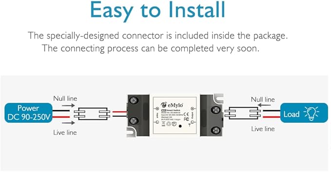 eMylo WiFi Smart Light Switch 1 Channel Wireless Relay Module Tuya Remote Control Timer Voice Control with Alexa Google Home No Hub Required AC 90-250V 10A White 1 Pack