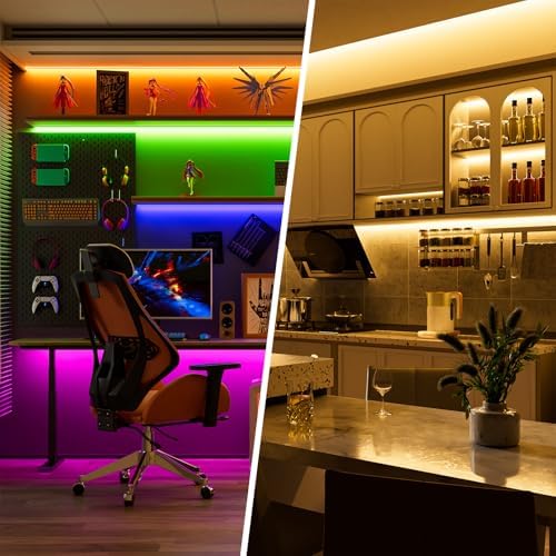 RGBW COB LED Strip Light 20ft RGB+2700K 12V Color Changing UL-Listed LED Light Strip Multicolored Flexible RGB Lights for Party Decoration Home DIY Lighting Projects(NO Adapter or Controller)