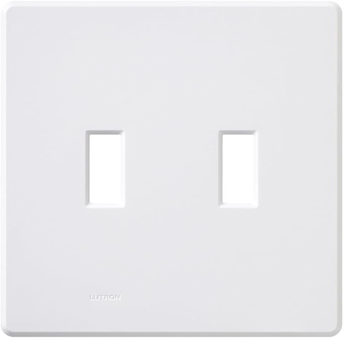Lutron Fassada 2 Gang Wallplate for Toggle-Style Dimmers and Switches, FG-2-WH, White (1-Pack)