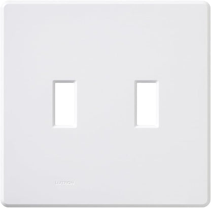 Lutron Fassada 2 Gang Wallplate for Toggle-Style Dimmers and Switches, FG-2-WH, White (1-Pack)