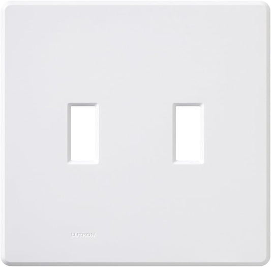 Lutron Fassada 2 Gang Wallplate for Toggle-Style Dimmers and Switches, FG-2-WH, White (1-Pack)