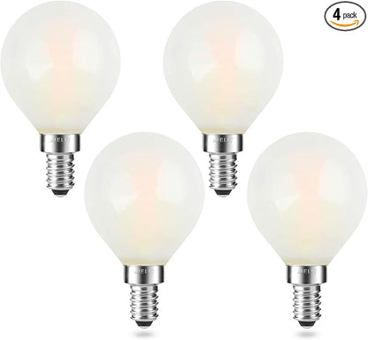 Dimmable 2 Watt Frosted LED Light Bulb(25W Equivalent), E12 Globe LED Bulb, Small Chandelier Base, Antique G15 Filament Edison Bulb for Nightstand Lamp, 200 lm, Warm White 2700K, 4 Pcs