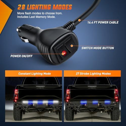 Nilight 60 Inch 360 LED Tailgate Strobe Light Strip Blue White