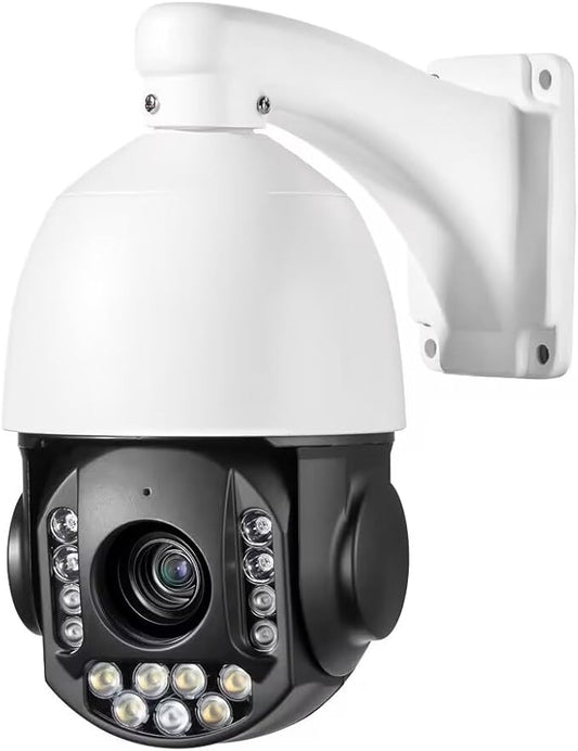8MP 4K 25X optical 5.3-130mm Auto Tracking Outdoor PTZ Camera PoE IP wired Human Vehicle Detect Security Camera with 298ft IR,Floodlight color Night View,2-Way Audio alarm,Preset,NVR,Mobile App,360Pan