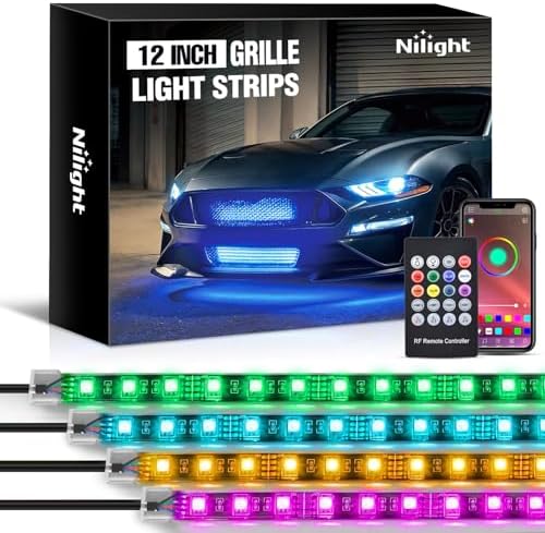 Nilight 4PCS 12" RGB LED Grille Light Strips with APP & Remote Control