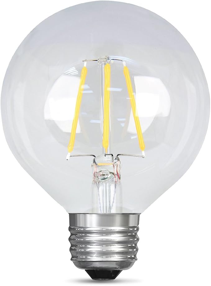 Feit Electric - Decorative Clear Glass Filament LED Dimmable 25W Equivalent Soft White (2700K) G25 Globe Light Bulb (BPG2525/827/LED), Standard Clear