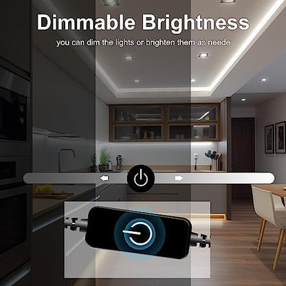 Pandery COB LED Strip 5m,16.4ft LED Strip Lights,Touch Dimmable LED Strips,CRI90+,6000K Daylight White LED Tape Lights,1600LEDs,24V cob led,Indoor for Bedroom,Kitchen,TV,Mirror,Cabinet