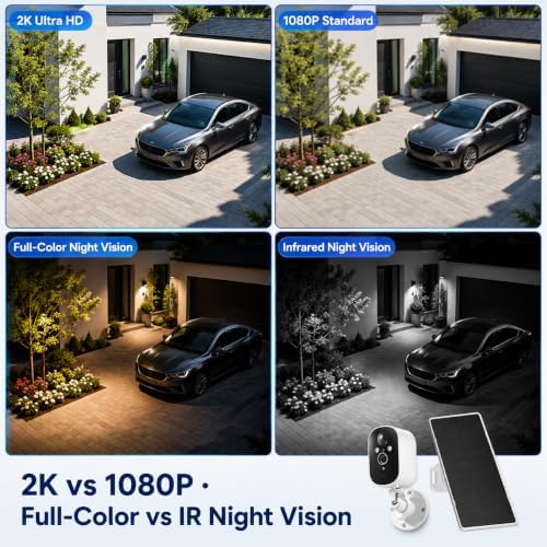 XVIM 2K Solar Security Camera Outdoor Wireless, PIR Detection & 2-Way Audio