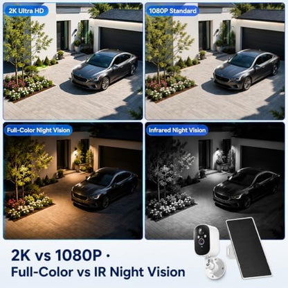 XVIM 2K Solar Security Camera Outdoor Wireless, PIR Detection & 2-Way Audio