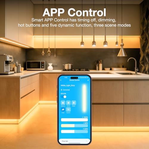 DAYBETTER Under Cabinet Lighting Kit,8 PCS White LED Strip Lights with APP