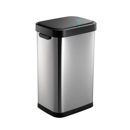 13 Gallon Trash Can, Touchless Stainless Steel Kitchen Bin (Silver)