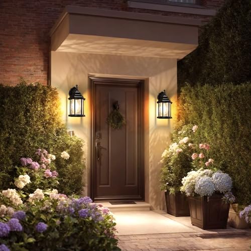 YSN Outdoor Wall Lights, Outdoor Light Fixtures Wall Mount, Black, 2 Packs
