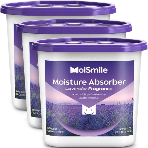 Large Moisture Absorber Buckets, 14 oz Each, Lavender Scent, 3 Pack