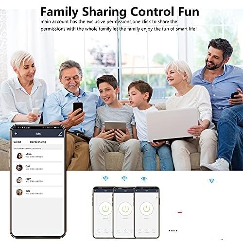 Wifi Smart Wall Switch Press Key Compatible Compatible with Alexa,Google Assistant,No Neutral line Needed and Neutral line Needed Dual Mode,EU,10A (3 Keys), white