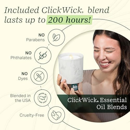 Lifelines Flameless Candle Diffuser with 2 Clickwick Essential Oil Blends