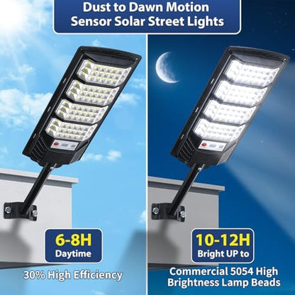 Yusist 6 Pack Solar Street Lights Outdoor Waterproof, 6500K LED Motion Sensor Lights, Dusk to Dawn Solar Flood Lights with Remote,Parking Lot Light,Commercial Area Lighting for Outside
