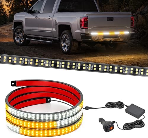 Nilight 60 Inch 360 LED Tailgate Strobe Light Strip Amber White