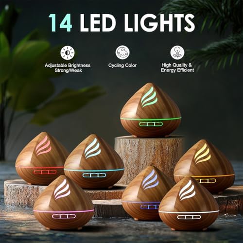 500ML Essential Oil Scent Diffuser: Remote Control &14 Colors LED for Home