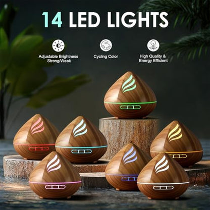 500ML Essential Oil Scent Diffuser: Remote Control &14 Colors LED for Home