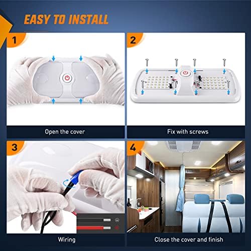 Nilight 2pcs RV Interior Lights 12V-24V LED Ceiling Light Fixture