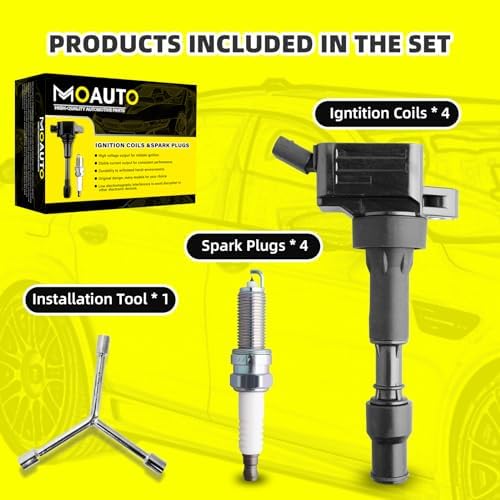 Set of 4 Ignition Coils Pack UF816 27300-2E601 & 4 PCS Iridium Spark Plugs