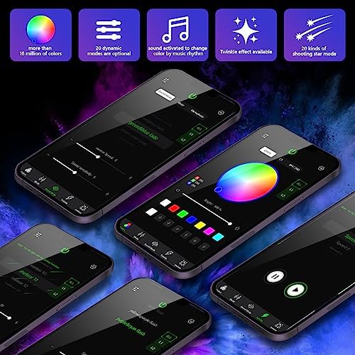 AMKI Dual Color 32W Twinkle Mixed1620pcs 16.4ft Fiber Optic Light Starlight Headliner Kit,Pure White Meteor Shooting Star 150pcs Fiber,Sound Mode Starlight Box for Car Movie Theater Home Ceiling