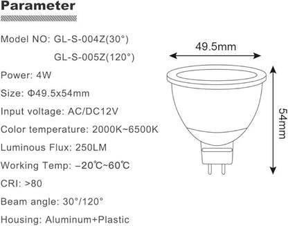 PRO MAR16 LED Bulb GU5.3 Zibgee Smart Bulb 12V 5W RGB CCT Dimmable Spotlight Support App Control (Bean Angle 120°)