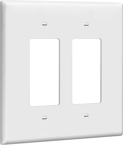 ENERLITES Double Decorator Switch Cover, Two Outlet Wall Plate, Oversized 2-Gang 5.50" x 5.50", Unbreakable Polycarbonate Thermoplastic, UL Listed, 8832O-W, White