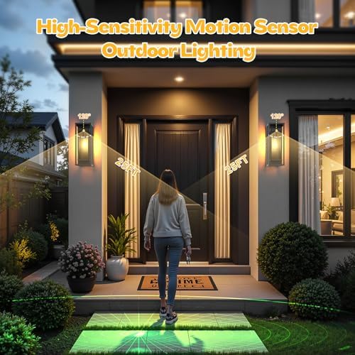 2 Pack Motion Sensor Outdoor Wall Light 15in Large Porch Lights for House