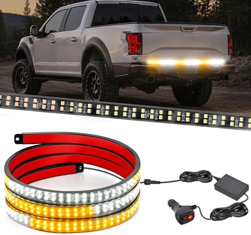 Nilight 48 Inch 288 LED Tailgate Strobe Light Strip Amber White