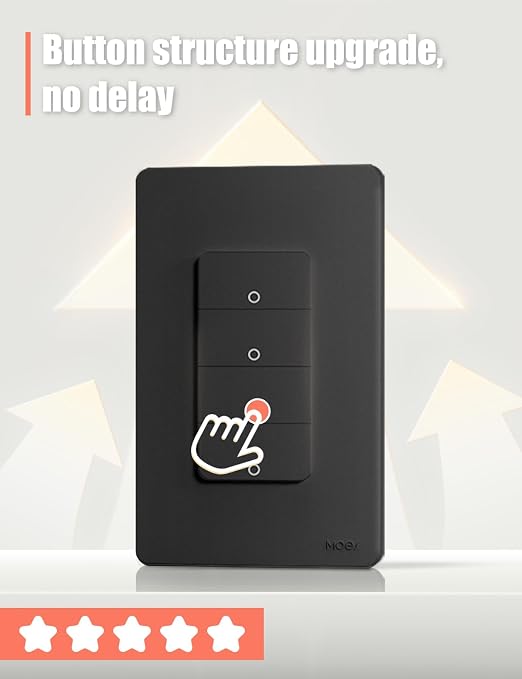 MOES WiFi Smart Light Switch 3 Gang, Neutral Required, Black