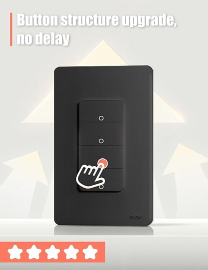 MOES WiFi Smart Light Switch 1 Gang, Neutral Required, Black