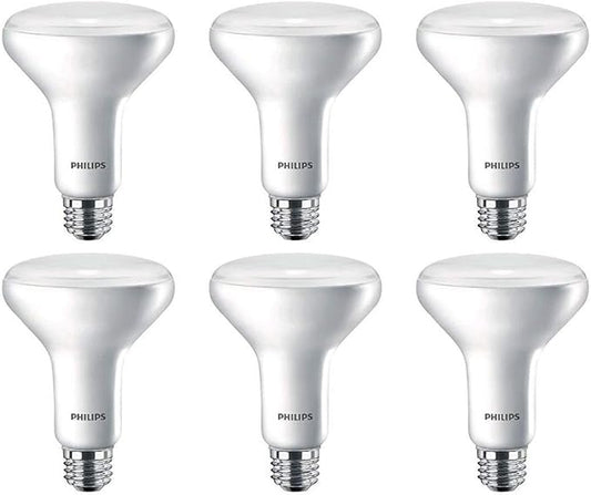 Philips LED Flicker-Free BR30 Light Bulb, EyeComfort Technology, Non-Dimmable, 650 Lumen, Soft White (2700K), 9W=65W, E26 Base, 6-Pack