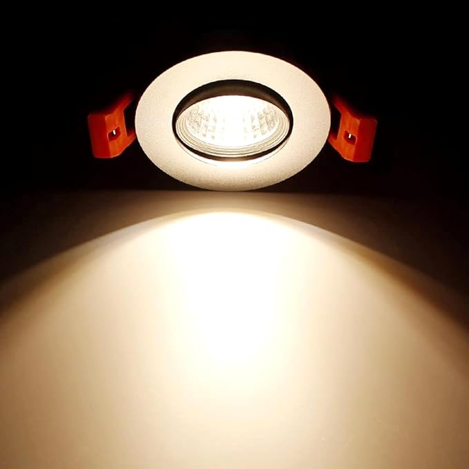 2Inch LED Recessed Ceiling Light, 3W Dimmable LED Downlight, 60 Beam Angle COB Recessed Lights with Driver, Warm White 3000K-3500K, 25W Halogen Bulbs Equivalent for Ceiling Lighting, Silver 6Pack