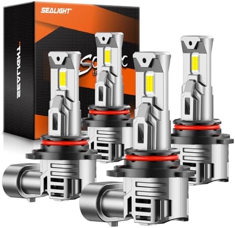 SEALIGHT 9005 9006 Fog Bulbs, 100000LM 6500K Cool White, 1:1 Mini Size, 9005 9006 Bulb with 13000RPM Cooling Fan, 3 Mins Plug-N-Play, Non-polarity, Pack of 4