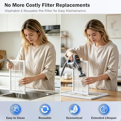 Air Purifiers for Home Bedroom Large Room Up to 3000 Ft², HEPA Air Cleaner with Washable Double-Side Filter, PM2.5 AQI,Timer,15dB Sleep Mode for Pet, Dander, Dust, Pollen, Odors, White