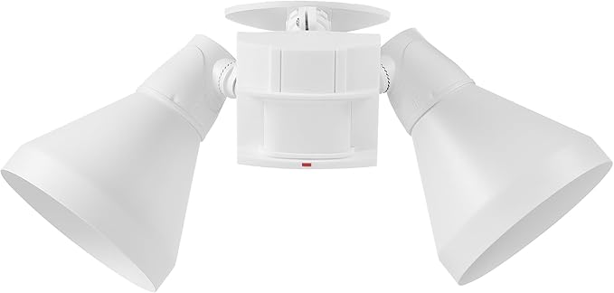 GLOBE 180-Degree 240 W Twin Head White Hardwired Motion Sensor Security Flood Light, MotionBright, Spotlight, Outdoor, Outside House Lights