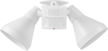 GLOBE 180-Degree 240 W Twin Head White Hardwired Motion Sensor Security Flood Light, MotionBright, Spotlight, Outdoor, Outside House Lights