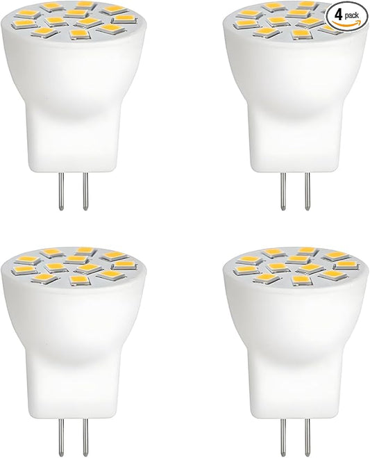 MR8 LED Bulbs 2W, 12V MR-8 GU4 Light Bulbs, Warm White 2700K-3000K for Outdoor Low Voltage Landscape Lighting and Tree Lights 2W Pack of 4