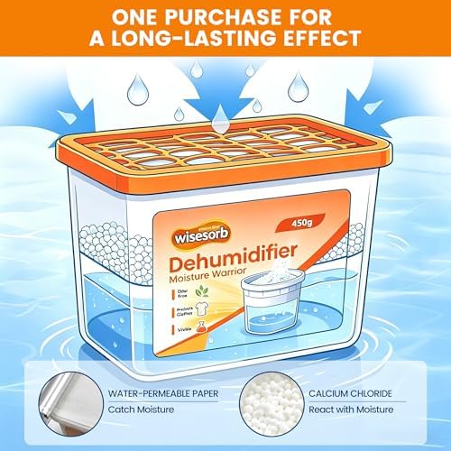 Wisesorb 6 Packs 450g Moisture Absorbers, Dehumidifier with Fragrance Free & Portable Humidity Absorber Boxes for Bathroom (with Fragrance Free, 6x 16oz)
