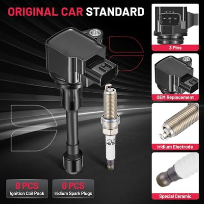 BDFHYK Ignition Coil UF677 and Spark Plug 93501 for Nissan Armada 2017-2020