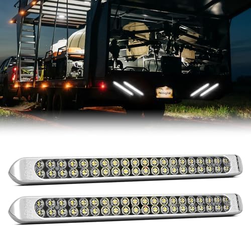 Nilight LED Tail Light 17" White Reverse Back Up Lights W/Chrome Bezel
