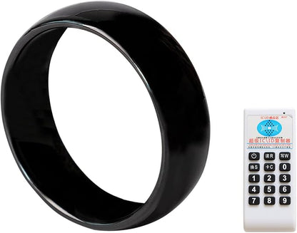 RFID Rewritable 125KHz/13.56MHz ID/IC T5577/UID Changeable Black Ceramics Smart Finger Ring for Men or Women, with One RFID Reader Copier for Duplicate (Black 13.56mhz 21mm)