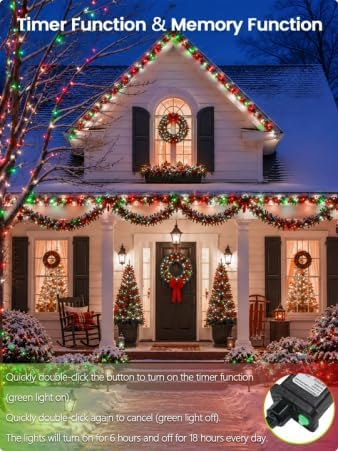 200 LED Connectable String Lights, 66FT Christmas Lights Outdoor Indoor